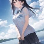 海岸で制服や私服で遊んでいたら、海に落っこちてずぶぬれになったので服を脱いで下着姿で遊びました。おしっこ漏れそうでした。 [RJ01012822][潮吹きジョニー]